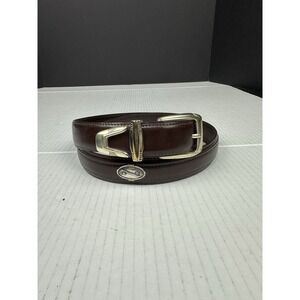 Vintage Men's FootJoy Brown Leather Belt Size 36, Silvertone Hardware USA